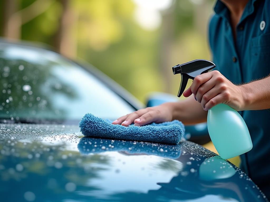Lavaggio auto ecologico senza acqua con prodotti biodegradabili